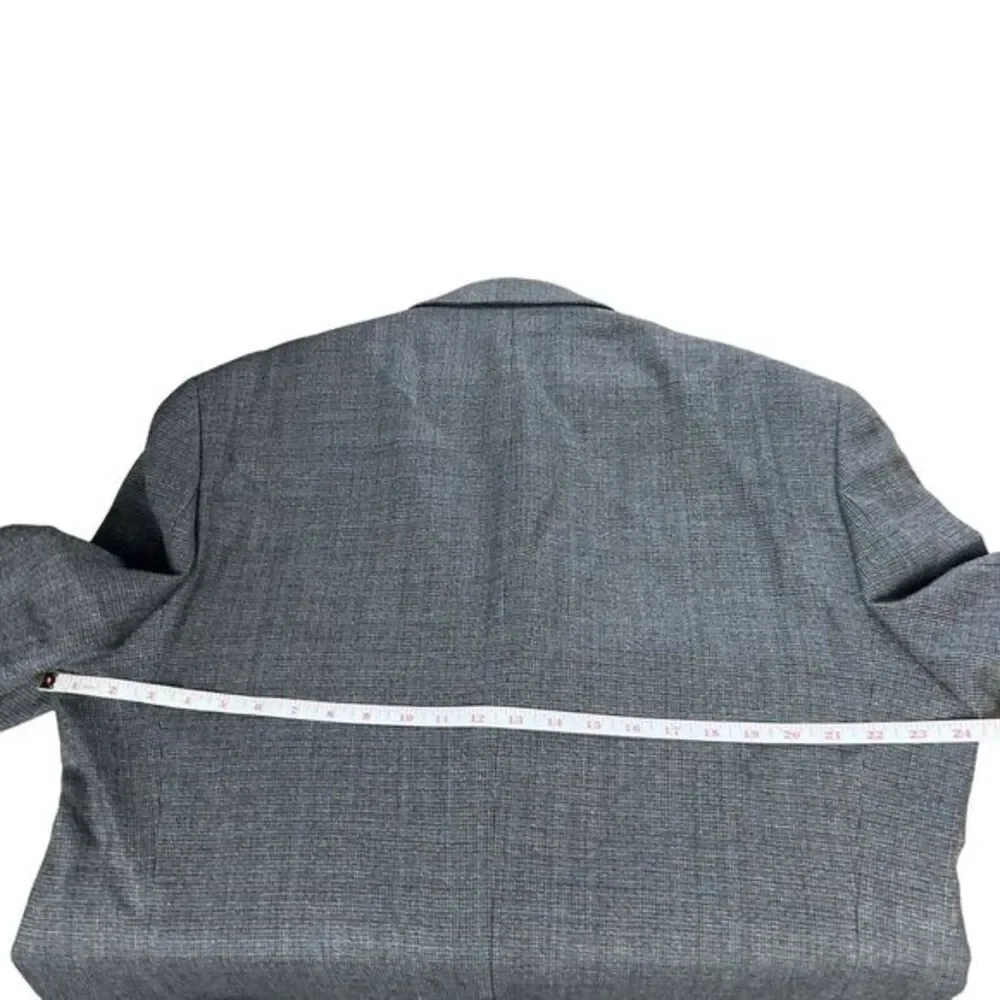 Ralph Lauren 44L Long‎ 100% Lambswool Gray Houndstooth Sport Coat Blazer Jacket